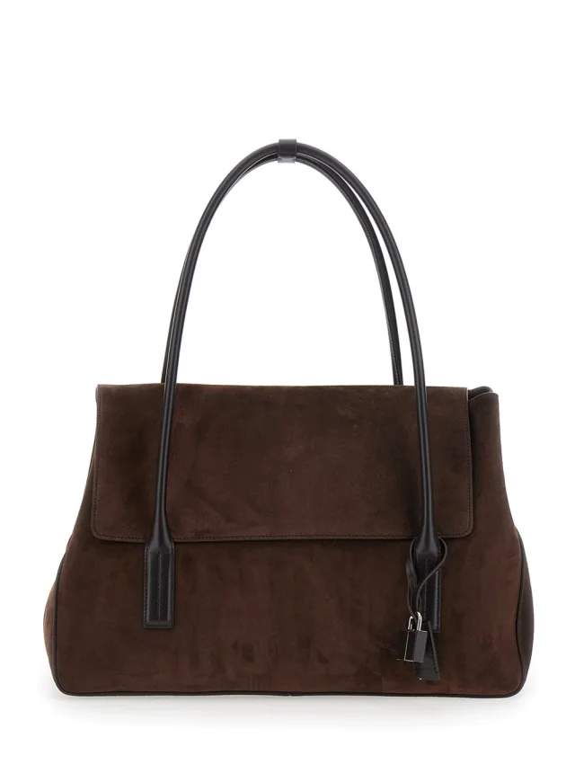 Tom ford Brown Large Shoulder Bag with Padlock Details on the Front in Suede Woman in Brown 100% Calf from Gaudenzi Boutique, photo 1 of 1