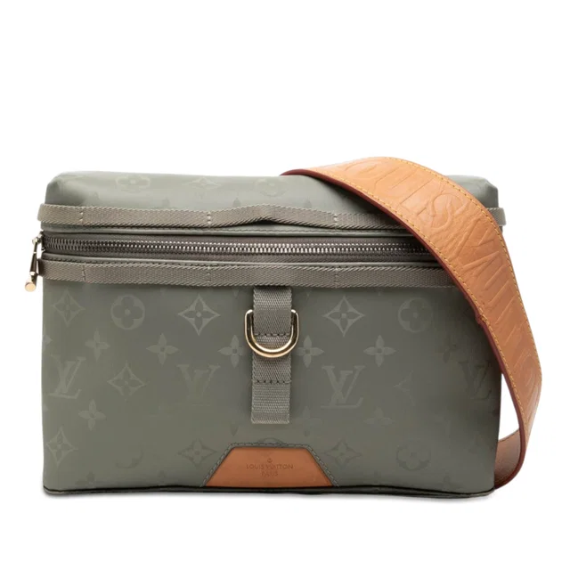 Grey Louis Vuitton Monogram Titanium Messenger PM Crossbody Bag in Grey Nylon from Designer Revival