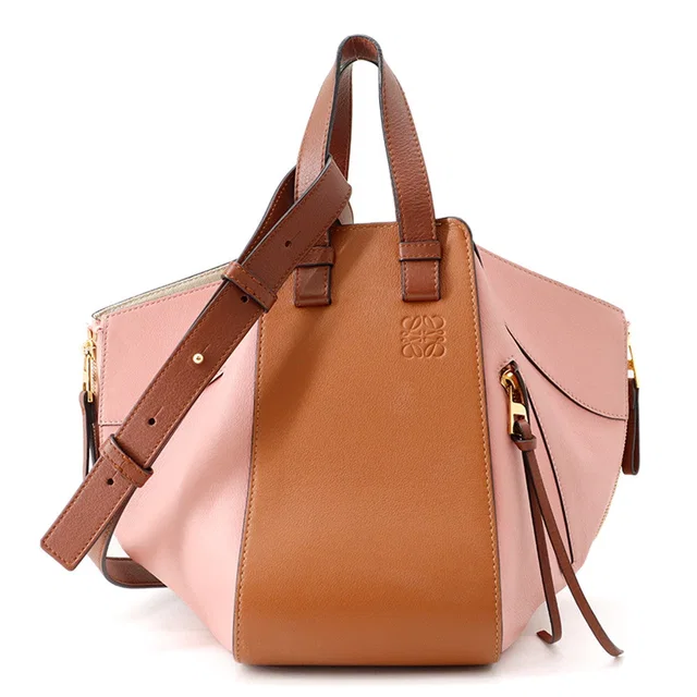 Loewe hammock MediumPink/Tan387.30WS35 Grained Calf Leather Size Small in Calfskin from GALLERY RARE