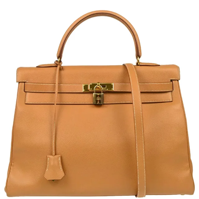 Hermès 1997 Natural Courchevel Kelly 35 Retourne 2way Shoulder Handbag in Beige from AMORE Vintage Tokyo