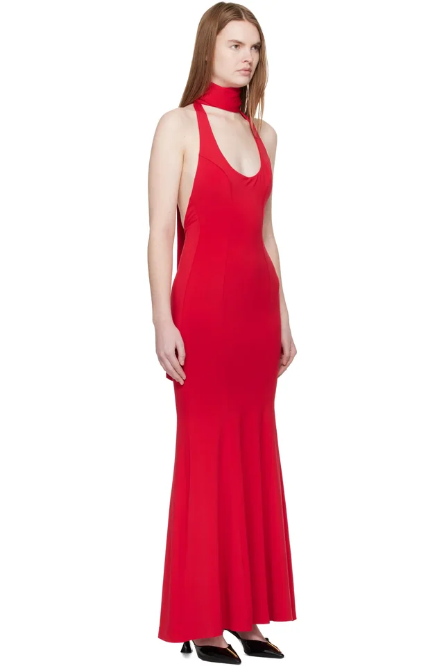 GUIZIO Red Siena Maxi Dress, photo 2 of 4 from SSENSE