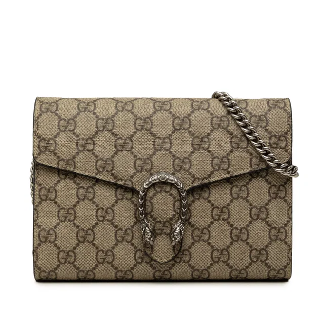 Beige Gucci GG Supreme Dionysus Wallet on Chain Crossbody Bag in Beige Coated canvas from Designer Revival