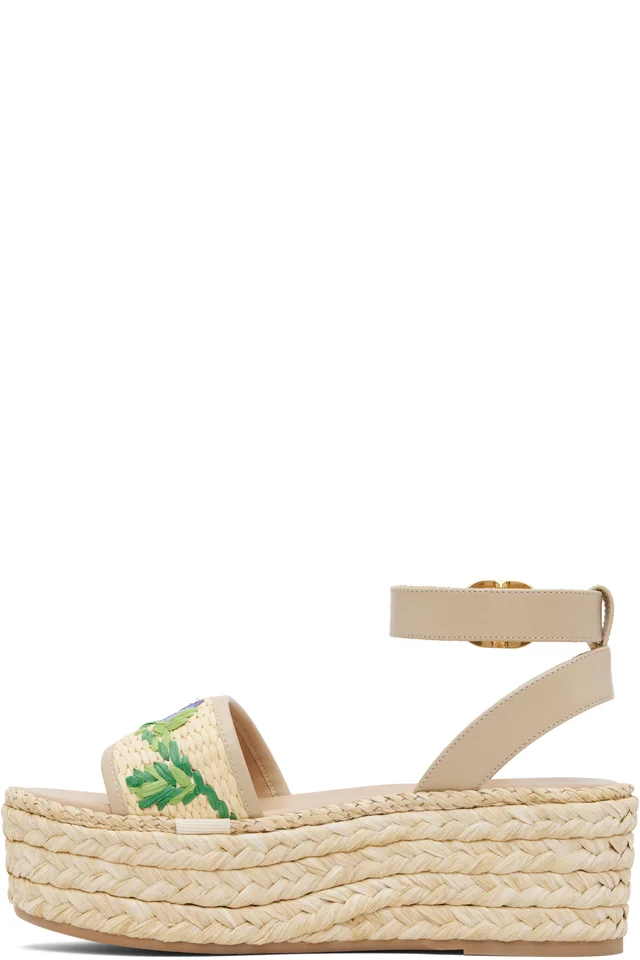 Valentino Garavani Beige Espadrillas Sandals, photo 3 of 4 from SSENSE