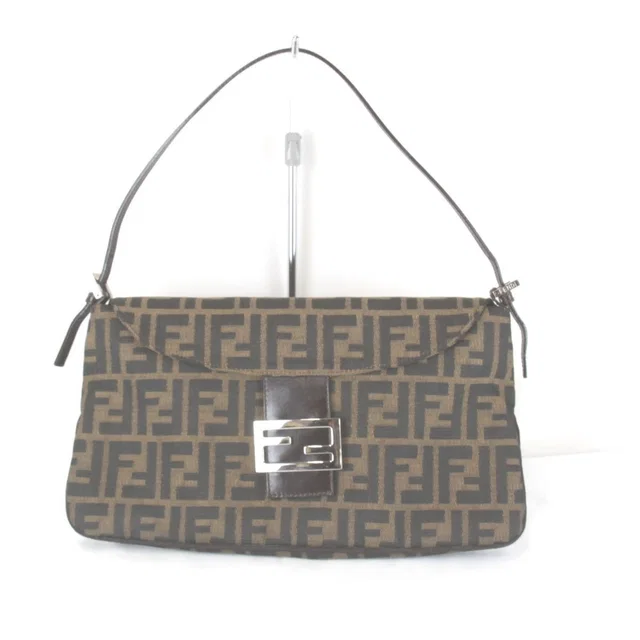 Fendi Zucca Mamma Bucket Logo Shoulder Bag Canvas Brown High in Brown Canvas from The Reluxe