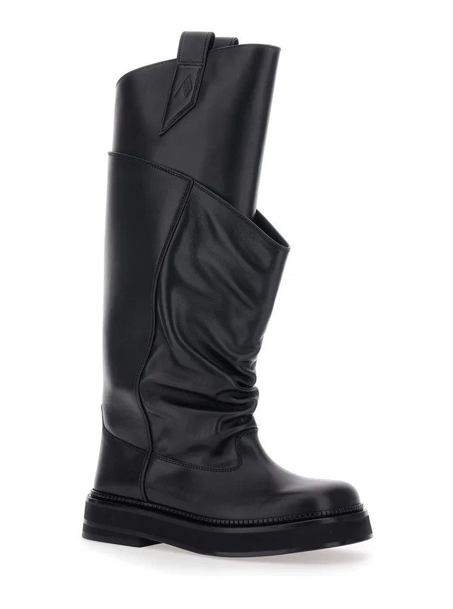 The attico 'Passeggiata' Black Boots with Heel-Tab and Rubber Sole in Leather Woman in Black 100% Calf, photo 4 of 8 from Gaudenzi Boutique