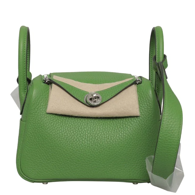 Hermès Vert Yucca Mini Lindy PHW in Green Clemence leather from Luxury Promise