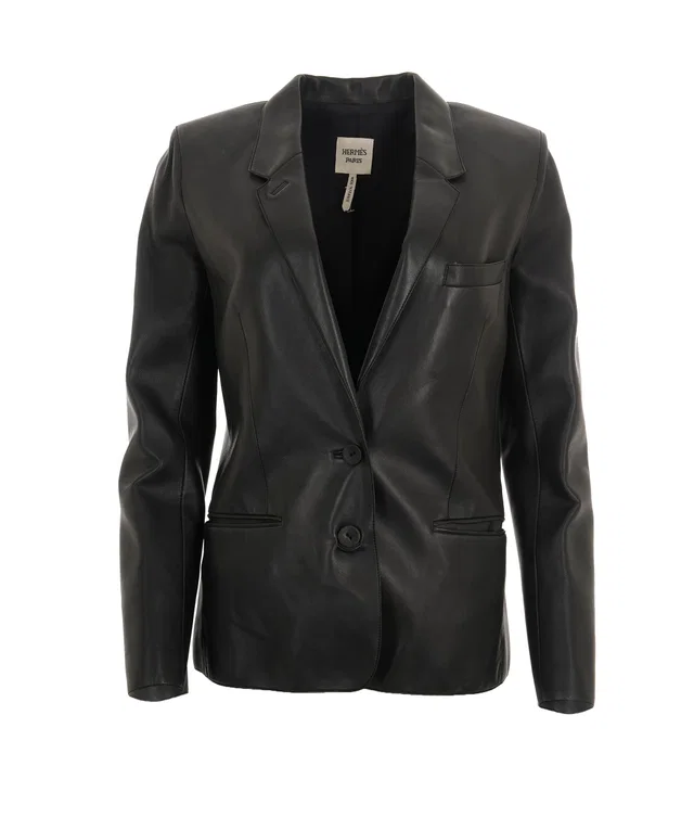 Hermès Black Leather Blazer Style Jacket 38 in Black Leather from Luxury Promise