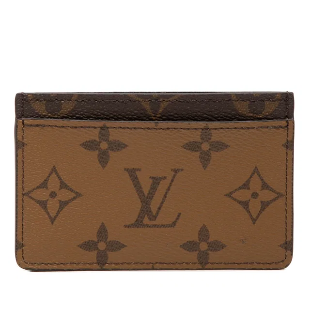 Brown Louis Vuitton Monogram Reverse Card Holder in Brown Coated canvas from Designer Revival
