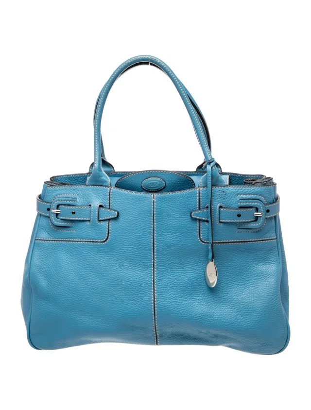 Tod's Leather Top Handle Bag in blue Leather from The RealReal