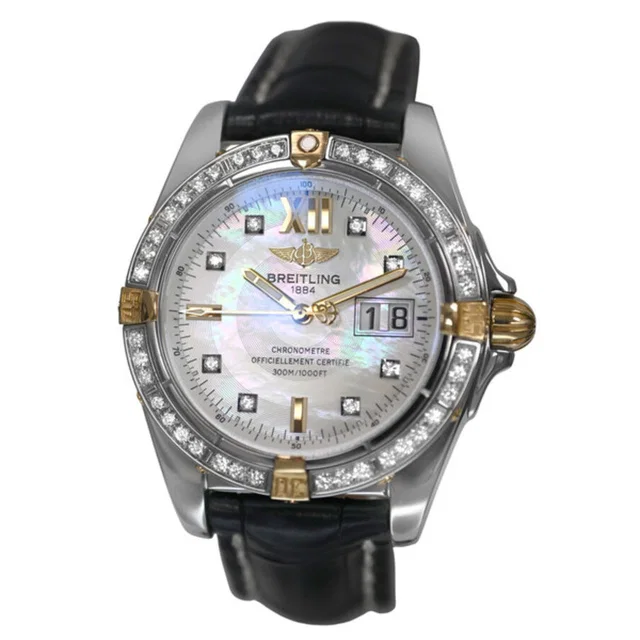 Breitling Cockpit Windrider Automatic Chronometer Diamond Unisex Watch B49350 in yellow|silver|gold|gray|black Leather from Jomashop.com