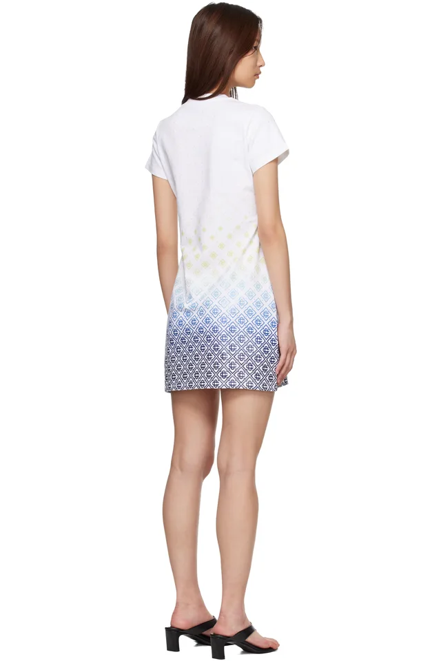 Casablanca White Gradient Monogram T‑Shirt Minidress, photo 3 of 4 from SSENSE