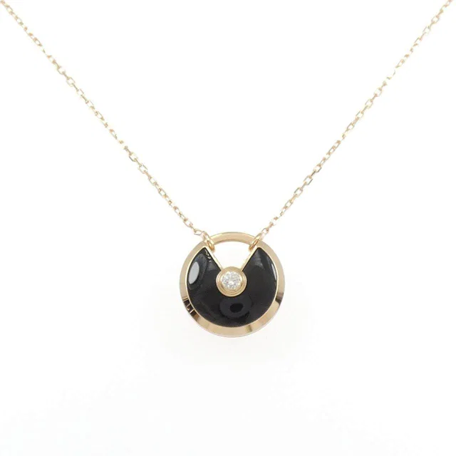 Cartier Amulette 750 Pink Gold Onyx Diamond Necklace in Pink from LuxUness