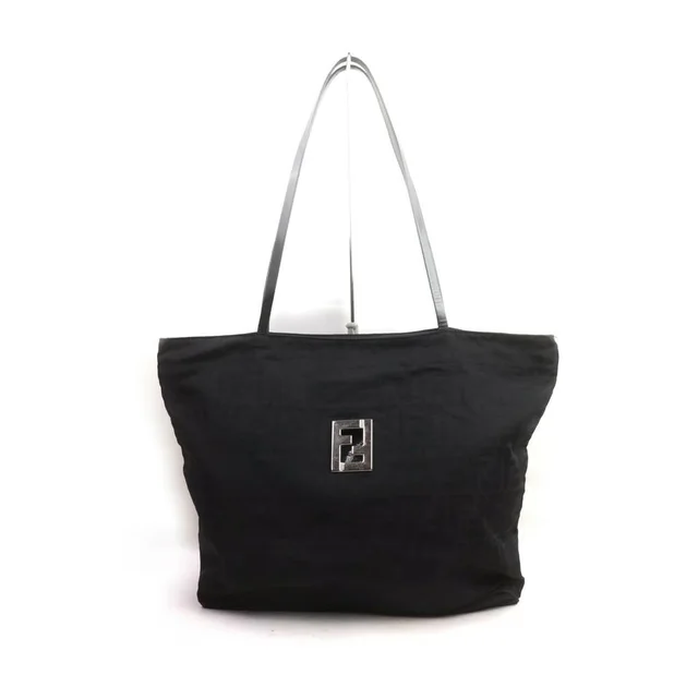 Fendi Black Monogram FF Zucca Shopper Tote Bag in Black Nylon from Bagriculture