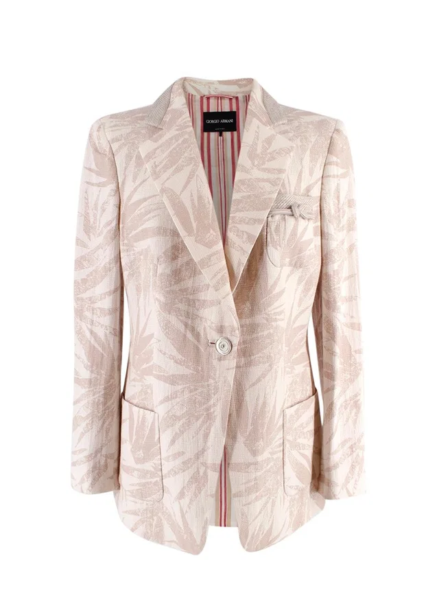 Giorgio Armani Beige Palm Print Gauze Blazer in Beige from HEWI