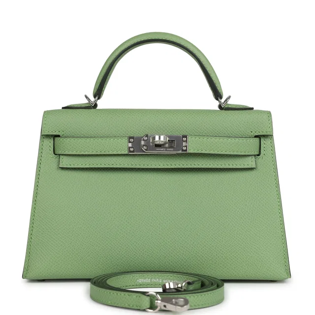 Hermès Kelly Sellier 20 Vert Criquet Epsom Palladium Hardware in Green Epsom leather from Madison Avenue Couture