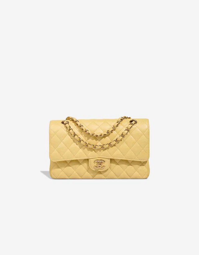 Chanel Timeless Medium Caviar Iridescent Yellow in Yellow Caviar leather from SACLÀB