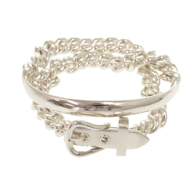 Hermès Boucles Sellier Inflexible Double Tour 14 925 Sterling Silver Bracelet in Silver from The Reluxe