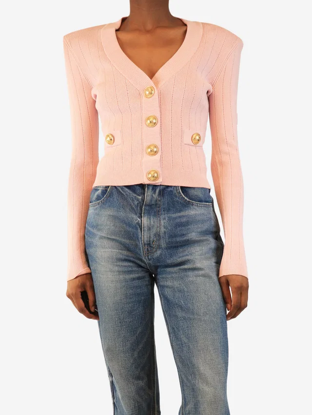 Balmain Pink button-up cardigan - size UK 8 in Pink from Sign of the Times