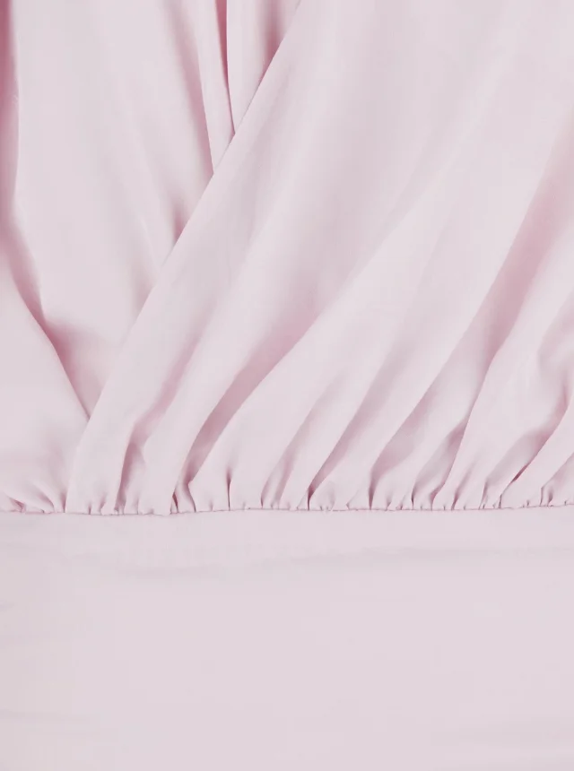 Rotate Dress with Deep V-Neck and Draped Design in Pink Silk for Women in Pink 100% Silk, photo 5 of 6 from Gaudenzi Boutique