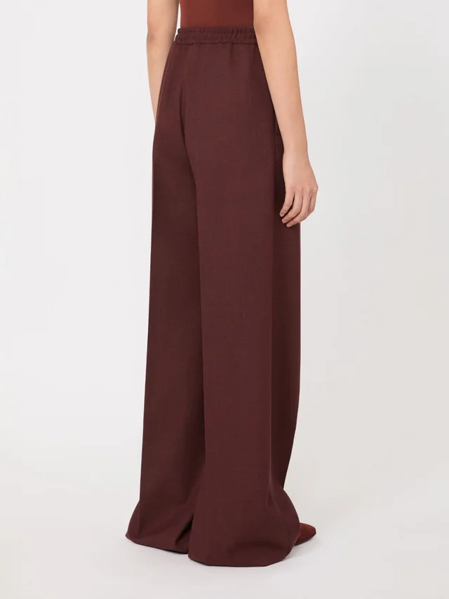 Max Mara Denim-effect wool wide-leg trousers - Rust, photo 3 of 5 from SENSER