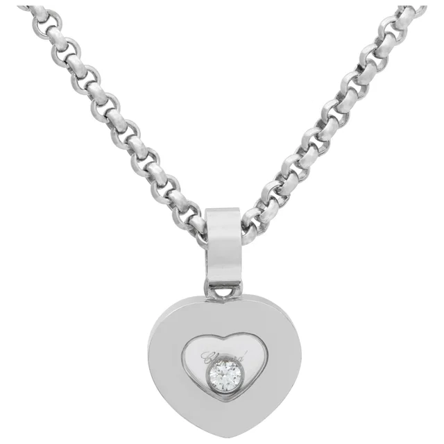 Chopard Happy Sport Heart pendant and chain in White White Gold from Gray And Sons