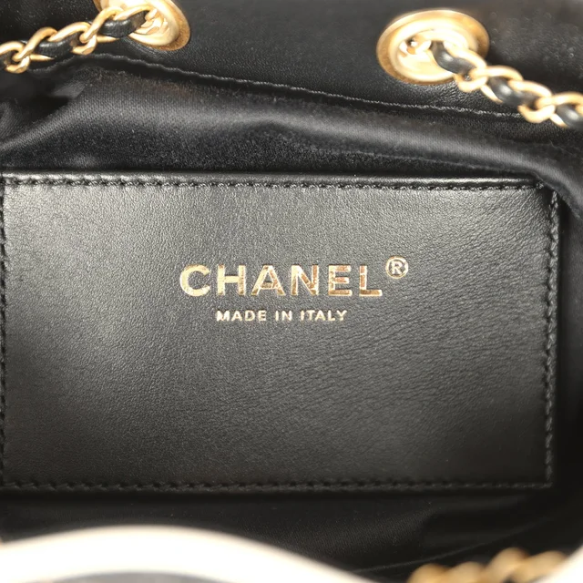 Chanel Mini 25 Hobo Bag Black Raffia and White Calfskin Antique Gold Hardware in Black Raffia from Madison Avenue Couture, photo 9 of 9