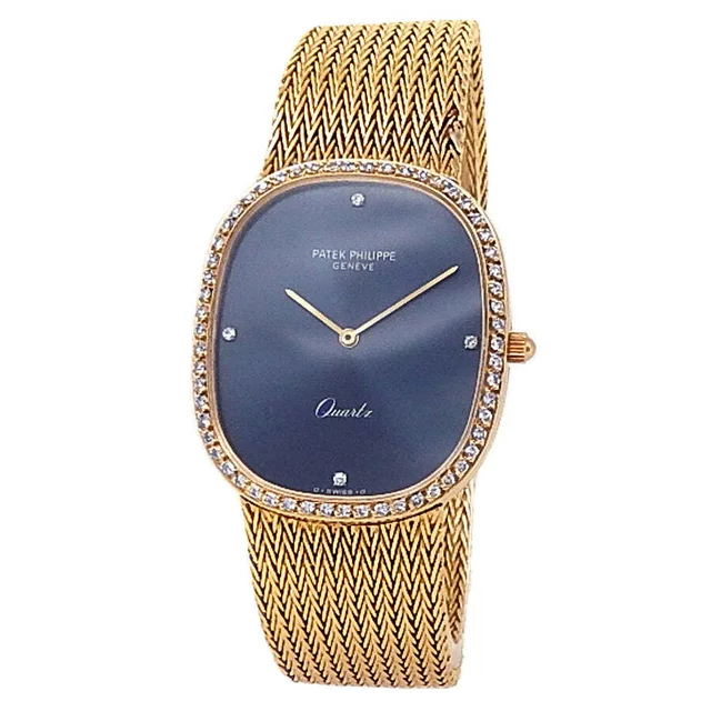Patek Philippe Ellipse Quartz Diamond Blue Dial Ladies Watch 3875/1J in yellow|blue|gold from Jomashop.com