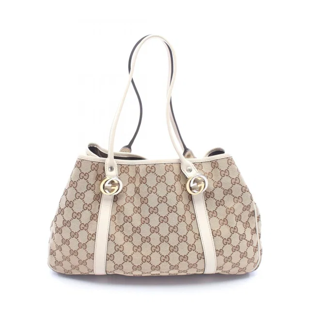 Gucci Tote GG Twins Canvas Beige in Beige Canvas from The Reluxe