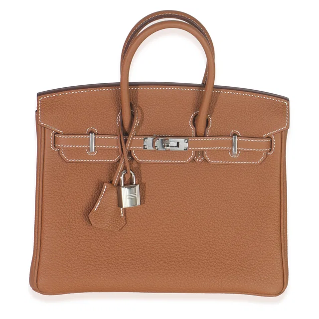Hermès Gold Togo Birkin 25 Phw Beige Leather Handbag in Beige Togo leather from HEWI