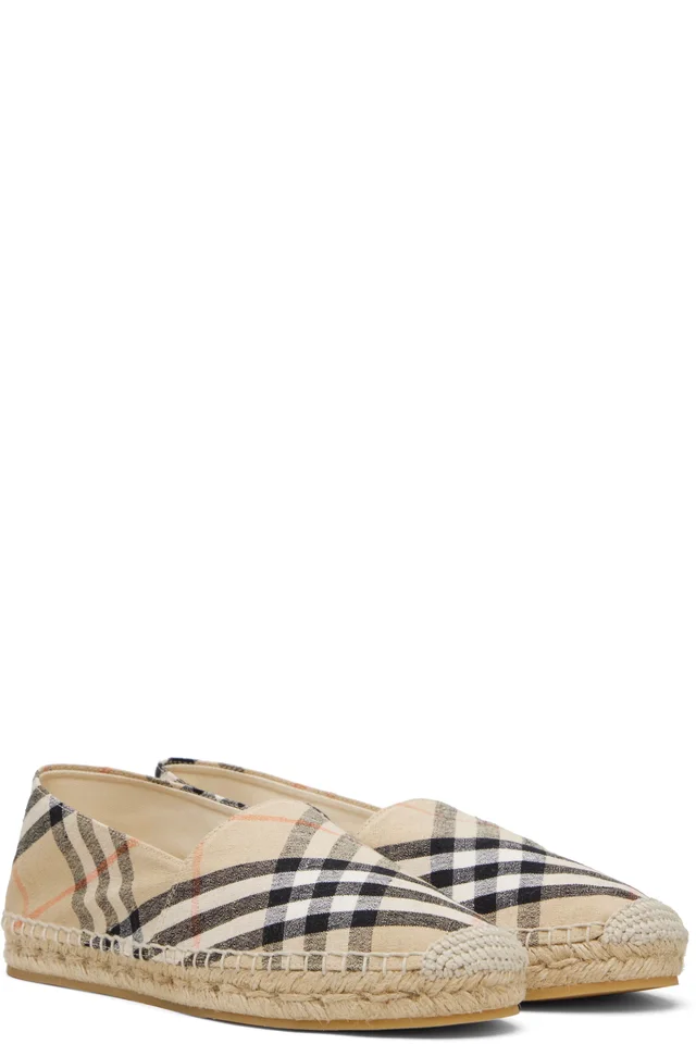 Burberry Beige Check Mews Espadrilles, photo 4 of 5 from SSENSE