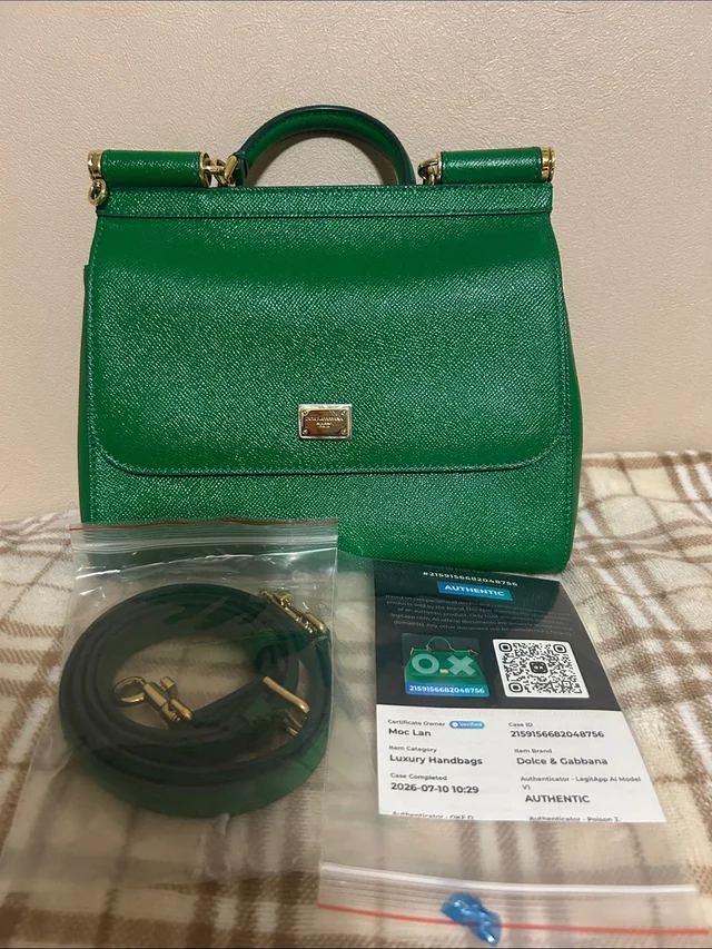 Dolce & Gabbana Emerald Green Top Handle Satchel With Gold Hardware in green from Poshmark