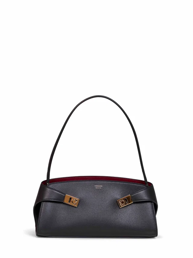 Ferragamo Shoulder Bag — Black Calf Leather in Black Calfskin from HEWI