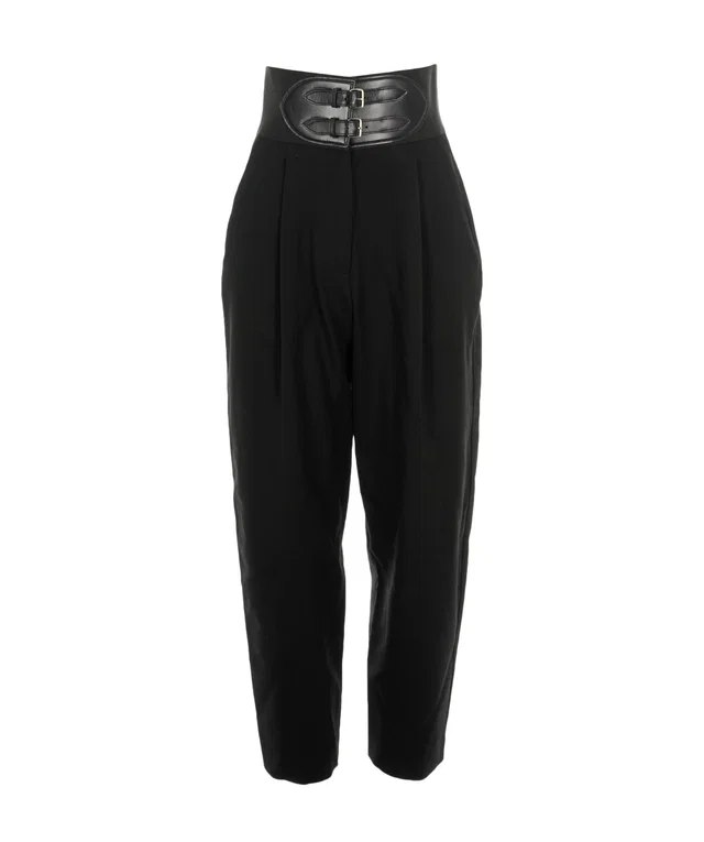 Alaïa Black Belted Trousers in Black from Luxury Promise