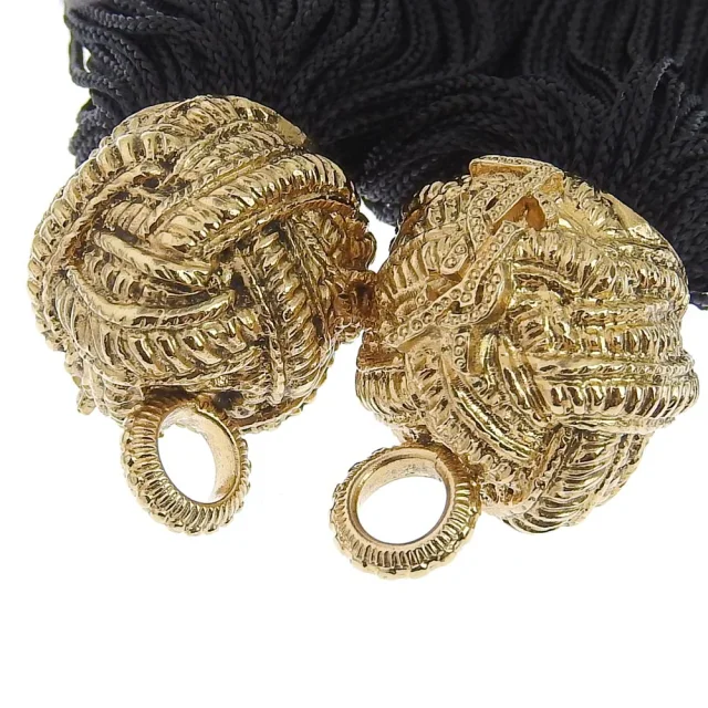 Saint Laurent Long Tassel Earrings Gold Black in Black Gold-plated metal from LuxUness, photo 8 of 9