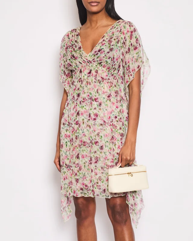 Dolce & Gabbana Silk Flowing Sleeveless Dress with Floral Print Details Size IT 40 (UK 8) in Silk from Sellier, photo 2 of 2