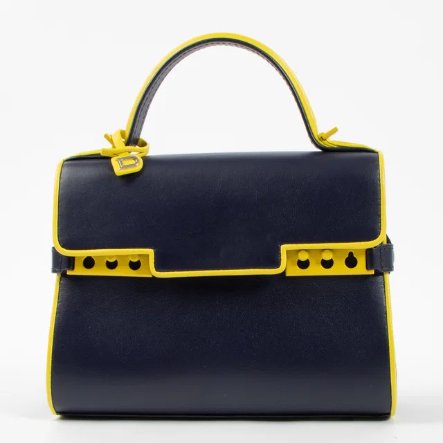 Delvaux Indigo/Safran Calf Souple Tempete Mini Illusion Bag in Calfskin from Labellov