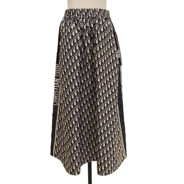Dior Oblique Technical Taffeta Long Skirt 38 Navy in Navy from The Reluxe
