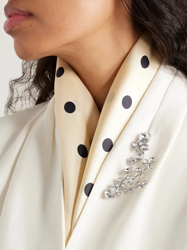 JENNIFER BEHR Apolline silver-tone crystal brooch in Metallic, photo 2 of 2 from NET-A-PORTER (Canada)