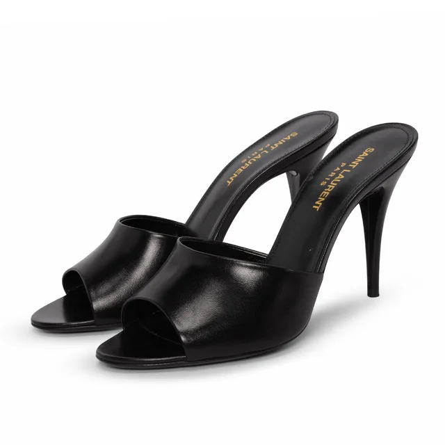 Saint Laurent LA 16 Mules 36.5 in Black Calfskin from Blue Spinach