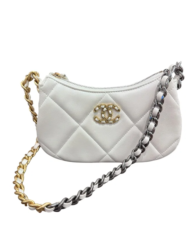 Chanel 19 White Hobo Bag in White from Luxury Promise