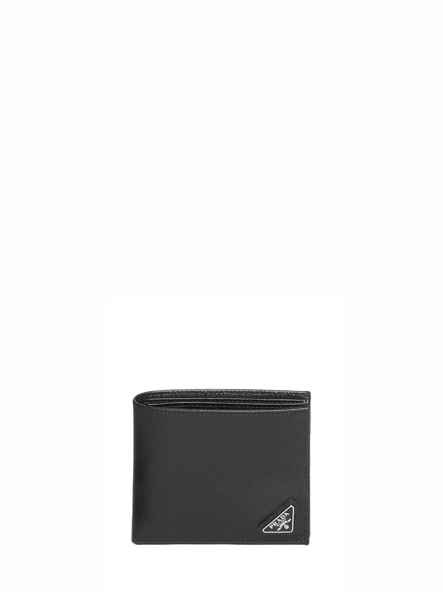 Prada Saffiano Leather Wallet — Black Cotton & Cardholders in Black Saffiano leather from HEWI