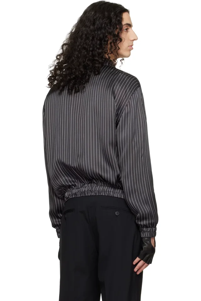 Ernest W. Baker Black Pin Stripe Track Jacket, photo 3 of 4 from SSENSE