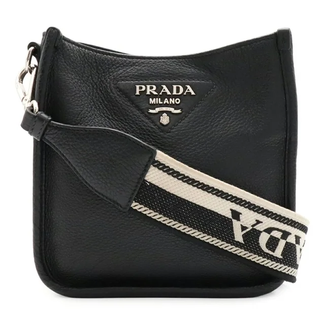 Prada Vitello Daino Soft Leather Mini Shoulder Bag, Striped Nero Black, 1bh191 in black Leather from Poshmark