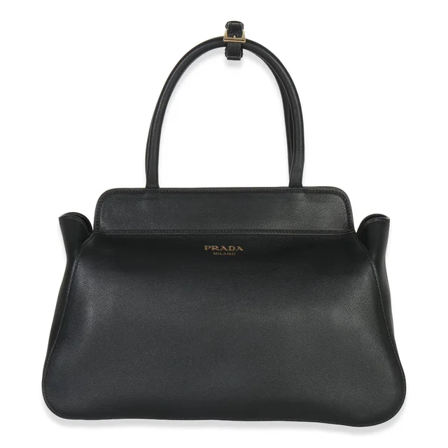 Prada Black Soft Grain Calfskin Medium Tote in Black Calfskin from myGemma