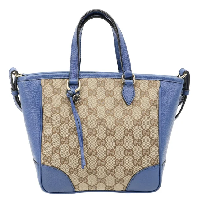 Gucci Small Bree GG Canvas Leather Tote Crossbody Bag Blue 449241 in Blue Canvas from Dallas Designer Handbags