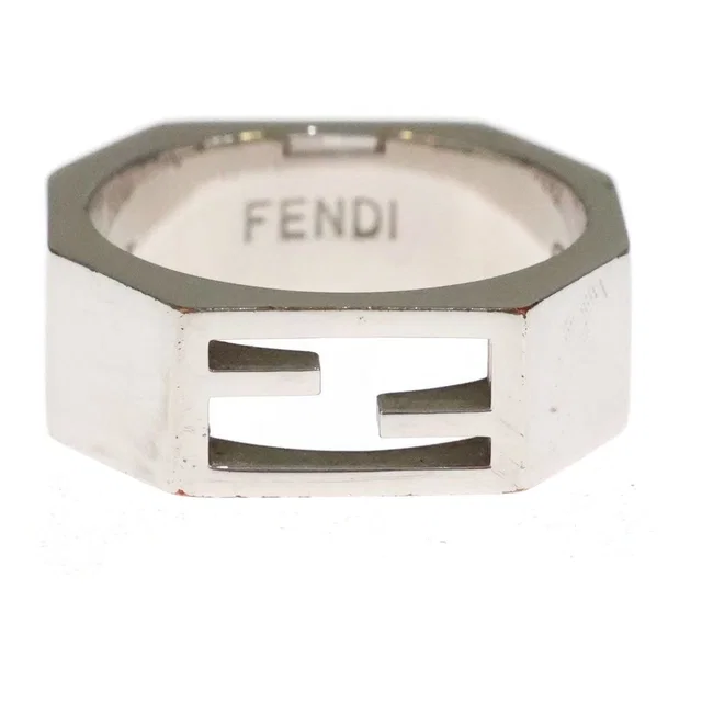 Fendi Baguette Logo Ring Silver in Silver from The Reluxe