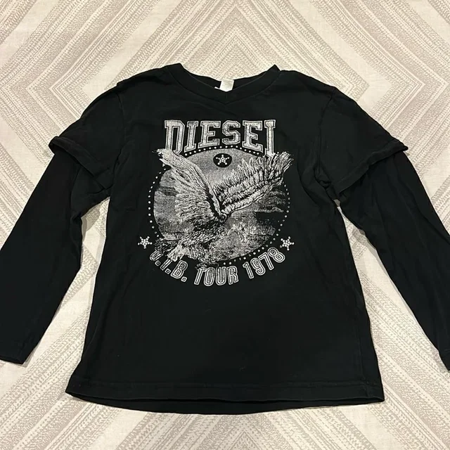 Diesel Black Shirt On Shirt Graphic Long Sleeve T-Shirt in white|black from Poshmark