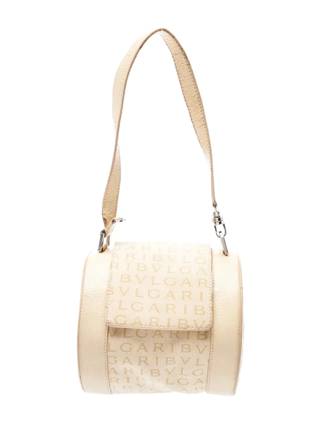 Bvlgari Canvas Top Handle Bag in gold Canvas from The RealReal