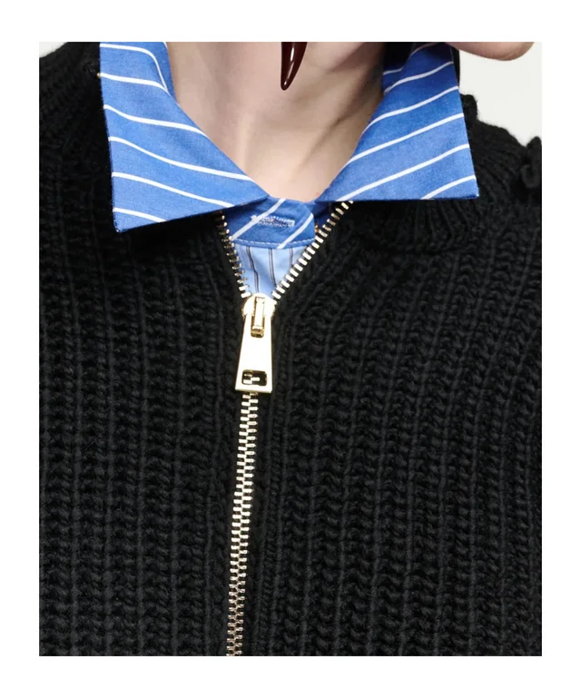 Essentiel Antwerp Black fringe-sleeve wool-blend cardigan, photo 6 of 6 from SENSER