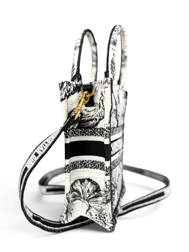 Dior Black & White Embroidered Toile de Jouy Mini Book Tote in Black Canvas from Season 2 Consign, photo 2 of 7